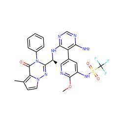 COc1ncc(-c2c(N)ncnc2N[C@@H](C)c2nn3ccc(C)c3c(=O)n2-c2ccccc2)cc1NS(=O)(=O)C(F)(F)F ZINC000224325393