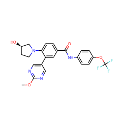 COc1ncc(-c2cc(C(=O)Nc3ccc(OC(F)(F)F)cc3)ccc2N2CC[C@@H](O)C2)cn1 ZINC001772654964