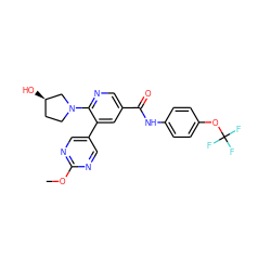 COc1ncc(-c2cc(C(=O)Nc3ccc(OC(F)(F)F)cc3)cnc2N2CC[C@@H](O)C2)cn1 ZINC000224436265