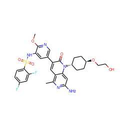 COc1ncc(-c2cc3c(C)nc(N)cc3n([C@H]3CC[C@H](OCCO)CC3)c2=O)cc1NS(=O)(=O)c1ccc(F)cc1F ZINC000261134050