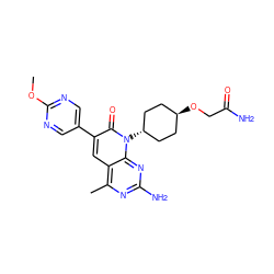 COc1ncc(-c2cc3c(C)nc(N)nc3n([C@H]3CC[C@H](OCC(N)=O)CC3)c2=O)cn1 ZINC000101675222