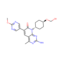 COc1ncc(-c2cc3c(C)nc(N)nc3n([C@H]3CC[C@H](OCO)CC3)c2=O)cn1 ZINC000101675276