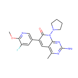 COc1ncc(-c2cc3c(C)nc(N)nc3n(N3CCCC3)c2=O)cc1F ZINC000084671891