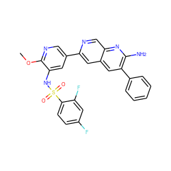 COc1ncc(-c2cc3cc(-c4ccccc4)c(N)nc3cn2)cc1NS(=O)(=O)c1ccc(F)cc1F ZINC000103264475