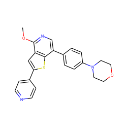 COc1ncc(-c2ccc(N3CCOCC3)cc2)c2sc(-c3ccncc3)cc12 ZINC000072178153