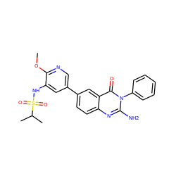 COc1ncc(-c2ccc3nc(N)n(-c4ccccc4)c(=O)c3c2)cc1NS(=O)(=O)C(C)C ZINC000103264436