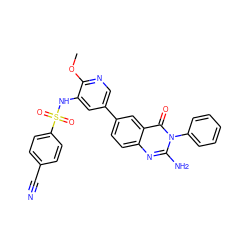 COc1ncc(-c2ccc3nc(N)n(-c4ccccc4)c(=O)c3c2)cc1NS(=O)(=O)c1ccc(C#N)cc1 ZINC000103264448