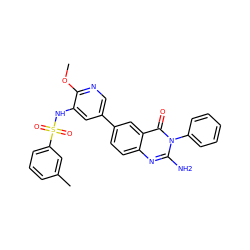 COc1ncc(-c2ccc3nc(N)n(-c4ccccc4)c(=O)c3c2)cc1NS(=O)(=O)c1cccc(C)c1 ZINC000103264444