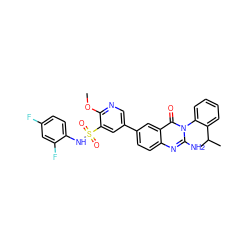 COc1ncc(-c2ccc3nc(N)n(-c4ccccc4C(C)C)c(=O)c3c2)cc1S(=O)(=O)Nc1ccc(F)cc1F ZINC000103264419