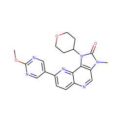 COc1ncc(-c2ccc3ncc4c(c3n2)n(C2CCOCC2)c(=O)n4C)cn1 ZINC000118534015