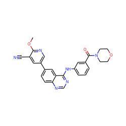 COc1ncc(-c2ccc3ncnc(Nc4cccc(C(=O)N5CCOCC5)c4)c3c2)cc1C#N ZINC001772604106