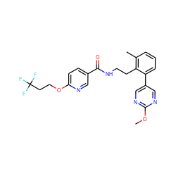 COc1ncc(-c2cccc(C)c2CCNC(=O)c2ccc(OCCC(F)(F)F)nc2)cn1 ZINC000095560013