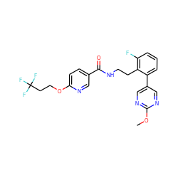 COc1ncc(-c2cccc(F)c2CCNC(=O)c2ccc(OCCC(F)(F)F)nc2)cn1 ZINC000095560493