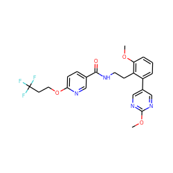 COc1ncc(-c2cccc(OC)c2CCNC(=O)c2ccc(OCCC(F)(F)F)nc2)cn1 ZINC000095563523