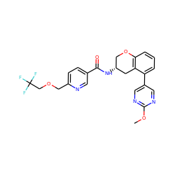 COc1ncc(-c2cccc3c2C[C@H](NC(=O)c2ccc(COCC(F)(F)F)nc2)CO3)cn1 ZINC000084904188