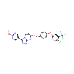 COc1ncc(-c2cnc3nc(OCc4ccc(Oc5ccc(Cl)c(C(F)(F)F)c5)cc4)ccn23)cn1 ZINC000473158396