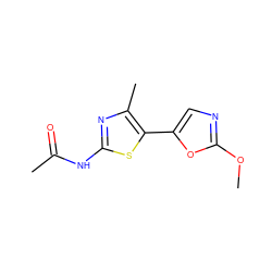 COc1ncc(-c2sc(NC(C)=O)nc2C)o1 ZINC000095562864