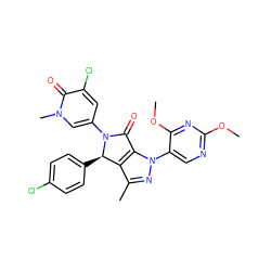 COc1ncc(-n2nc(C)c3c2C(=O)N(c2cc(Cl)c(=O)n(C)c2)[C@@H]3c2ccc(Cl)cc2)c(OC)n1 ZINC000220139115