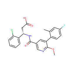 COc1ncc(C(=O)N[C@@H](CC(=O)O)c2ccccc2Cl)cc1-c1ccc(F)cc1C ZINC000261171383