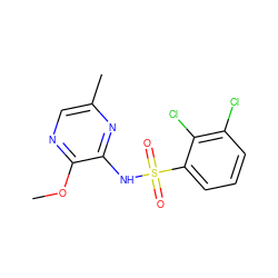 COc1ncc(C)nc1NS(=O)(=O)c1cccc(Cl)c1Cl ZINC000116960313