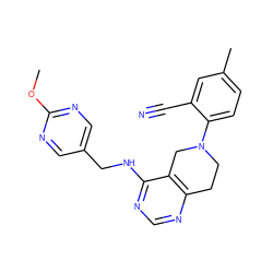 COc1ncc(CNc2ncnc3c2CN(c2ccc(C)cc2C#N)CC3)cn1 ZINC000148355159