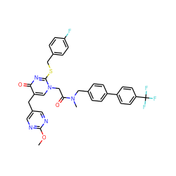 COc1ncc(Cc2cn(CC(=O)N(C)Cc3ccc(-c4ccc(C(F)(F)F)cc4)cc3)c(SCc3ccc(F)cc3)nc2=O)cn1 ZINC000027627984