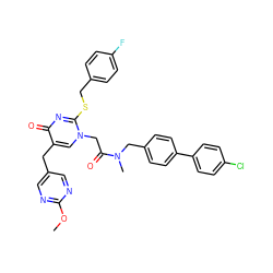 COc1ncc(Cc2cn(CC(=O)N(C)Cc3ccc(-c4ccc(Cl)cc4)cc3)c(SCc3ccc(F)cc3)nc2=O)cn1 ZINC000026577072