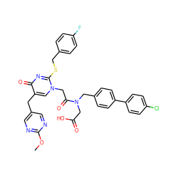 COc1ncc(Cc2cn(CC(=O)N(CC(=O)O)Cc3ccc(-c4ccc(Cl)cc4)cc3)c(SCc3ccc(F)cc3)nc2=O)cn1 ZINC000026577301