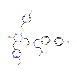 COc1ncc(Cc2cn(CC(=O)N(CCN(C)C)Cc3ccc(-c4ccc(Cl)cc4)cc3)c(SCc3ccc(F)cc3)nc2=O)cn1 ZINC000026577464