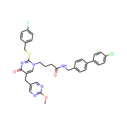 COc1ncc(Cc2cn(CCCC(=O)NCc3ccc(-c4ccc(Cl)cc4)cc3)c(SCc3ccc(F)cc3)nc2=O)cn1 ZINC000027633471