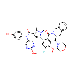 COc1ncc(N(C(=O)c2cc(-c3cc(F)c(OC)cc3C(=O)N3Cc4ccccc4C[C@H]3CN3CCOCC3)n(C)c2C)c2ccc(O)cc2)cn1 ZINC000261141603