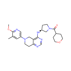 COc1ncc(N2CCc3ncnc(N[C@H]4CCN(C(=O)C5CCOCC5)C4)c3C2)cc1C ZINC000113566913