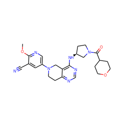 COc1ncc(N2CCc3ncnc(N[C@H]4CCN(C(=O)C5CCOCC5)C4)c3C2)cc1C#N ZINC000113567598