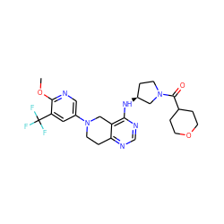 COc1ncc(N2CCc3ncnc(N[C@H]4CCN(C(=O)C5CCOCC5)C4)c3C2)cc1C(F)(F)F ZINC000113753801