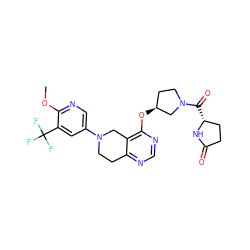 COc1ncc(N2CCc3ncnc(O[C@H]4CCN(C(=O)[C@@H]5CCC(=O)N5)C4)c3C2)cc1C(F)(F)F ZINC000113571471