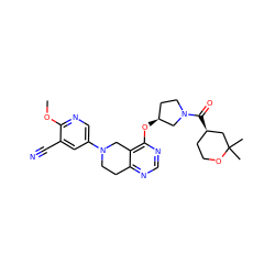 COc1ncc(N2CCc3ncnc(O[C@H]4CCN(C(=O)[C@@H]5CCOC(C)(C)C5)C4)c3C2)cc1C#N ZINC000113566955