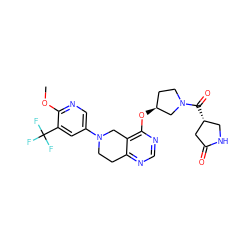 COc1ncc(N2CCc3ncnc(O[C@H]4CCN(C(=O)[C@@H]5CNC(=O)C5)C4)c3C2)cc1C(F)(F)F ZINC000113568851