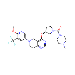 COc1ncc(N2CCc3ncnc(O[C@H]4CCN(C(=O)N5CCN(C)CC5)C4)c3C2)cc1C(F)(F)F ZINC000113568877