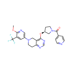 COc1ncc(N2CCc3ncnc(O[C@H]4CCN(C(=O)c5ccncc5)C4)c3C2)cc1C(F)(F)F ZINC000113570682