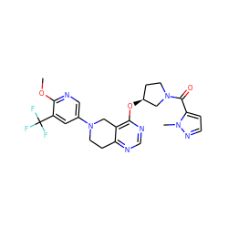 COc1ncc(N2CCc3ncnc(O[C@H]4CCN(C(=O)c5ccnn5C)C4)c3C2)cc1C(F)(F)F ZINC000113569755