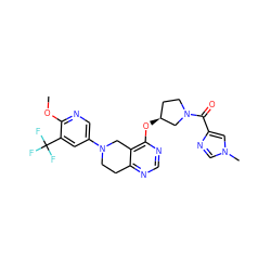 COc1ncc(N2CCc3ncnc(O[C@H]4CCN(C(=O)c5cn(C)cn5)C4)c3C2)cc1C(F)(F)F ZINC000113568776
