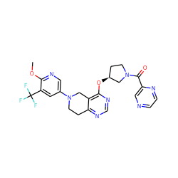 COc1ncc(N2CCc3ncnc(O[C@H]4CCN(C(=O)c5cnccn5)C4)c3C2)cc1C(F)(F)F ZINC000113586004