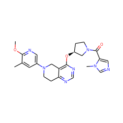 COc1ncc(N2CCc3ncnc(O[C@H]4CCN(C(=O)c5cncn5C)C4)c3C2)cc1C ZINC000113568215