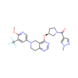 COc1ncc(N2CCc3ncnc(O[C@H]4CCN(C(=O)c5cnn(C)c5)C4)c3C2)cc1C(F)(F)F ZINC000113567527