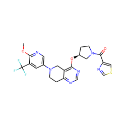 COc1ncc(N2CCc3ncnc(O[C@H]4CCN(C(=O)c5cscn5)C4)c3C2)cc1C(F)(F)F ZINC000113828068