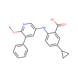 COc1ncc(Nc2ccc(C3CC3)cc2C(=O)O)cc1-c1ccccc1 ZINC000113898510