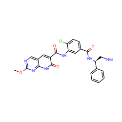 COc1ncc2cc(C(=O)Nc3cc(C(=O)N[C@@H](CN)c4ccccc4)ccc3Cl)c(=O)[nH]c2n1 ZINC000103251267