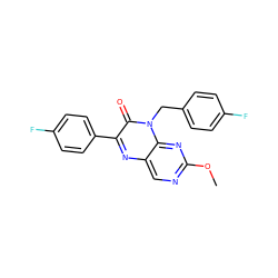 COc1ncc2nc(-c3ccc(F)cc3)c(=O)n(Cc3ccc(F)cc3)c2n1 ZINC000004238591