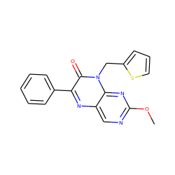 COc1ncc2nc(-c3ccccc3)c(=O)n(Cc3cccs3)c2n1 ZINC000004238267