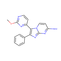 COc1nccc(-c2c(-c3ccccc3)nc3nc(N)ccn23)n1 ZINC000013487232